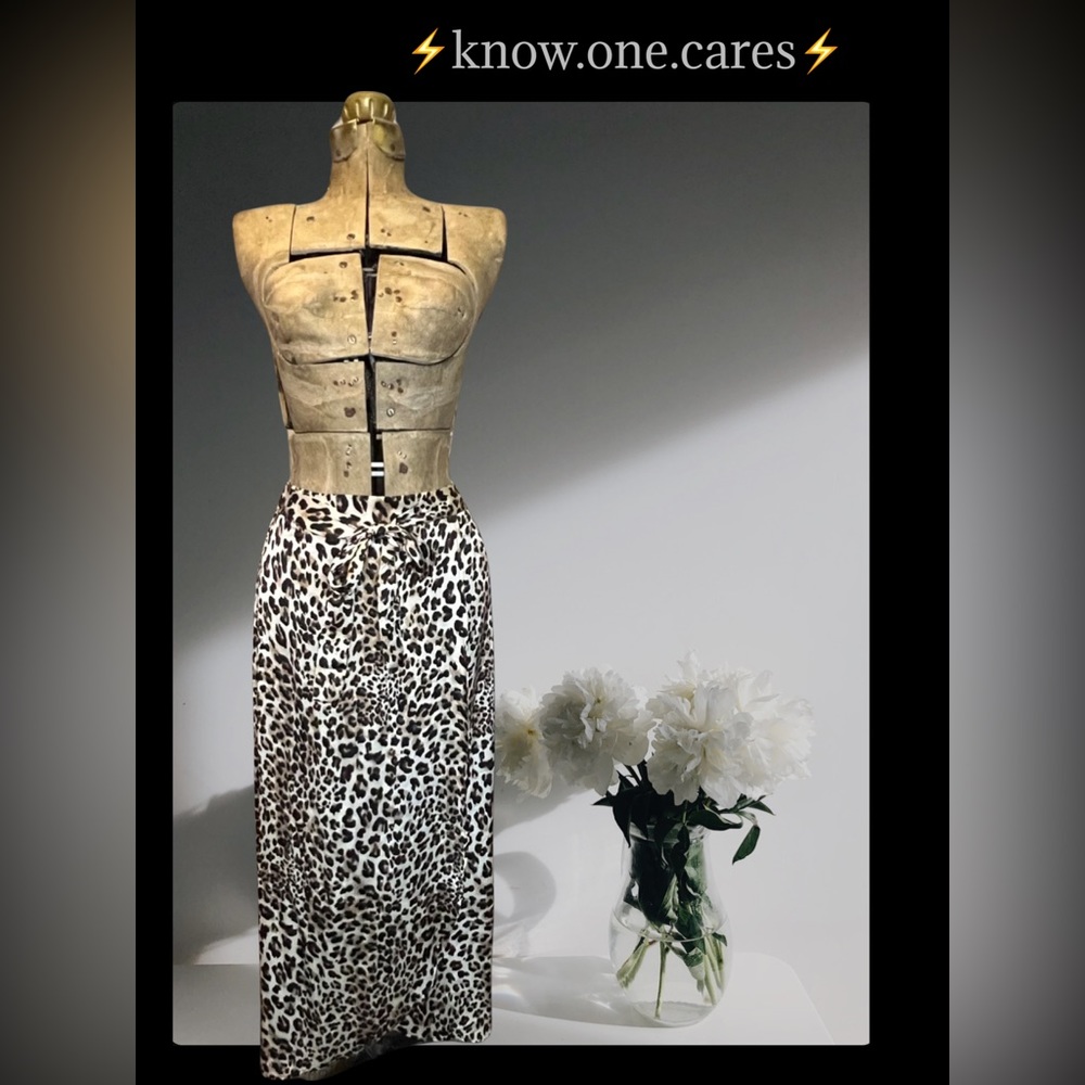 ⚡️KNOW.ONE.CARES⚡️ Faux Wrap Leopard Print Maxi Skirt